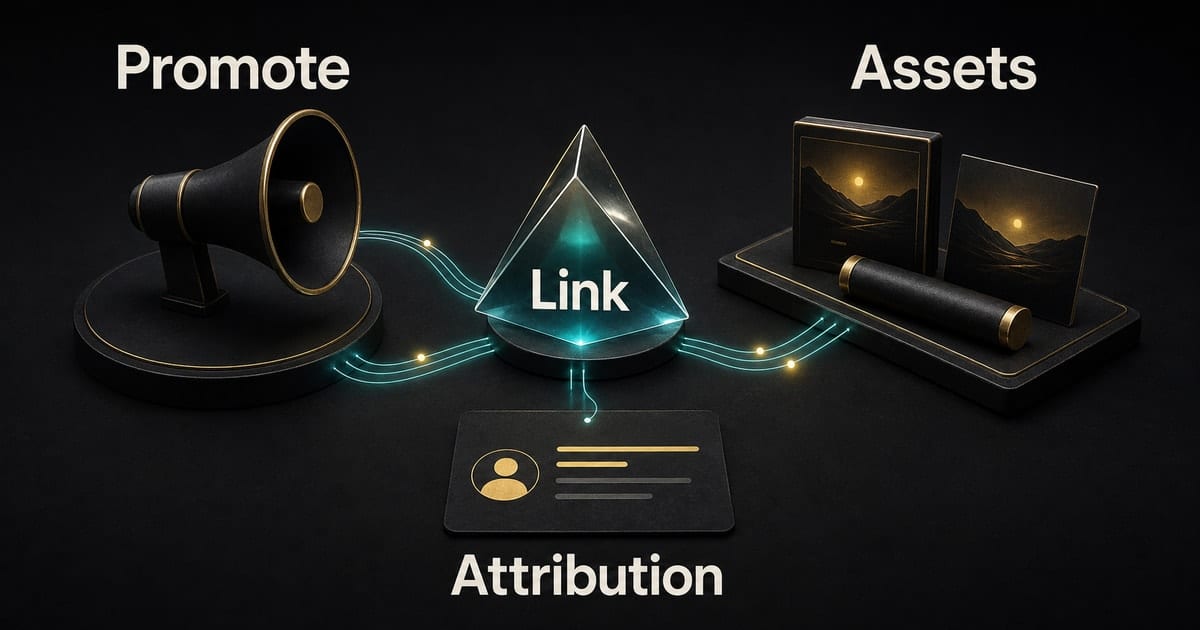 Dark editorial infographic for Apple Music for Artists Promote: Links and Assets