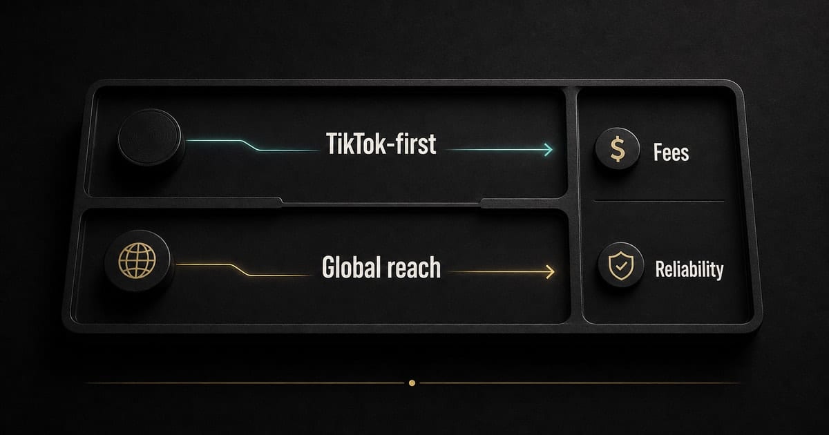 Dark distributor comparison showing SoundOn and multi-platform services for TikTok-first releases