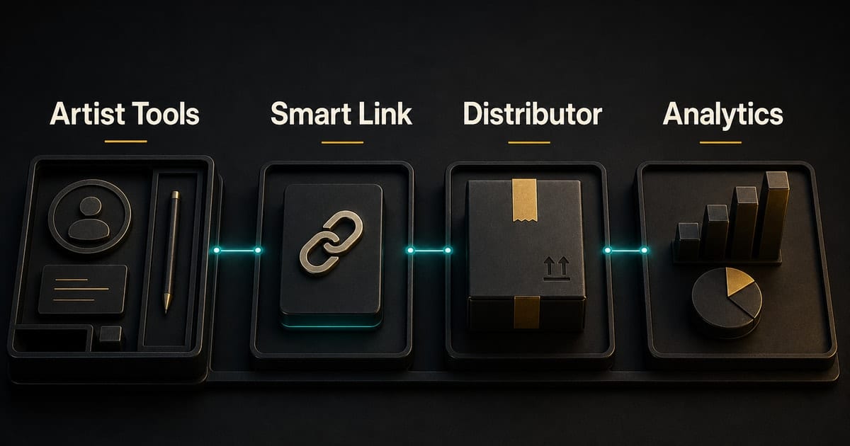 Dark editorial infographic for Apple Music Promotion Tools: [2026] Stack Guide