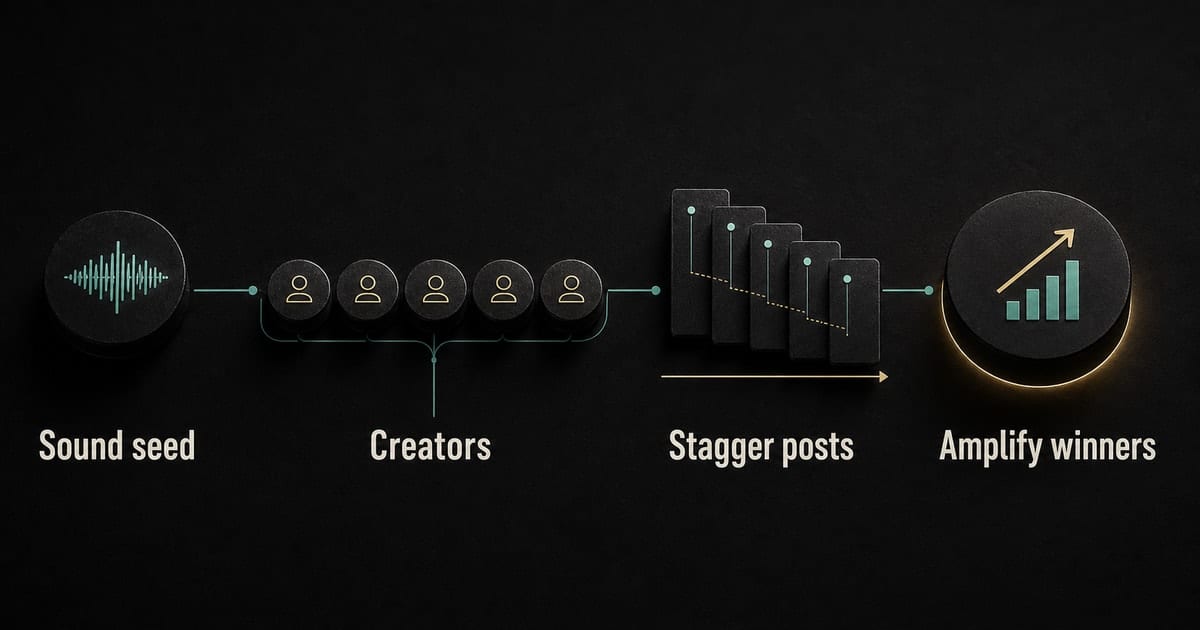 Dark creator seeding map showing tactics for getting people to use a sound on TikTok