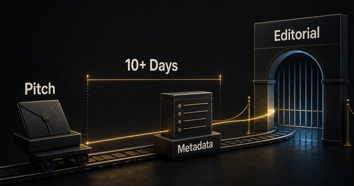 Dark editorial infographic for How to Pitch Apple Music Playlists: Lead Times