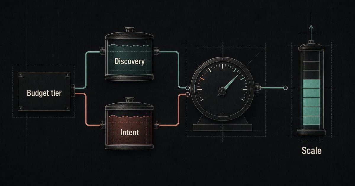 Dark budget benchmark blueprint splitting Instagram music ad spend between discovery and intent