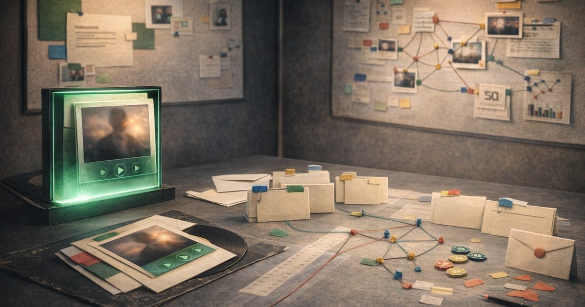 Ad-planning room with a compact album promotion display and a broader media-buying map for a Spotify ads for artists guide.