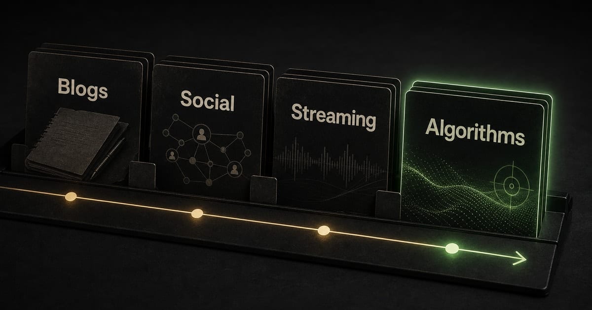 Dark editorial strategy-room illustration for Digital Music Marketing Evolution [2026]